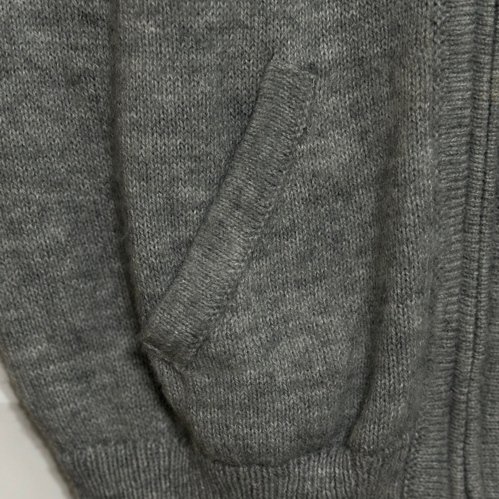 Alpaca Made in Peru Full Zip Cardigan Men Gray Llama Fair Isle Sweater Cozy L - Picture 4 of 6